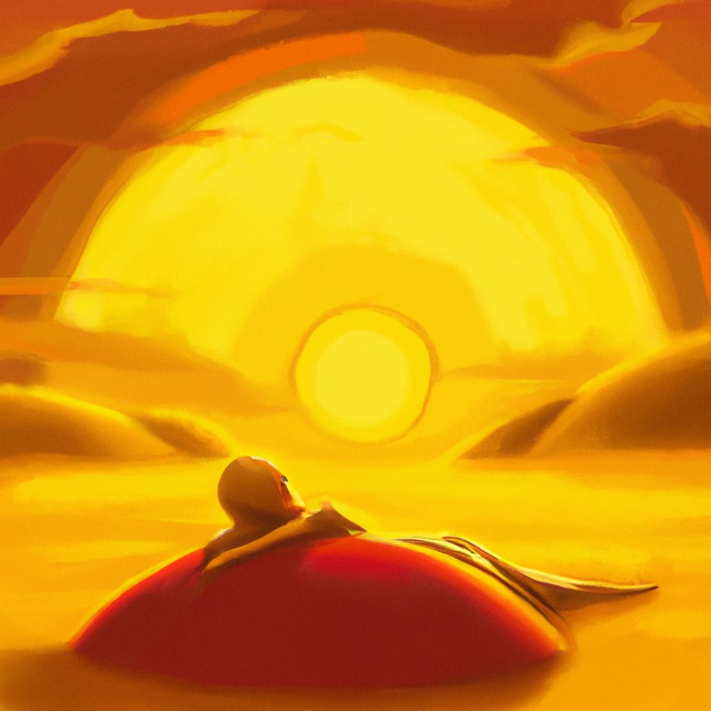 Imagem de capa do post "Descubra o Significado de Sonhar com Sol Muito Quente!" com um desenho digital