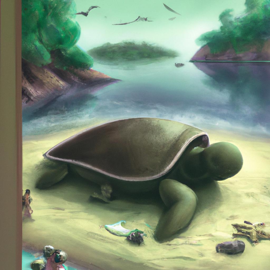 Imagem de capa do post "Tartaruga Livro: Descubra o Significado de Sonhar com Ela!" com um desenho digital