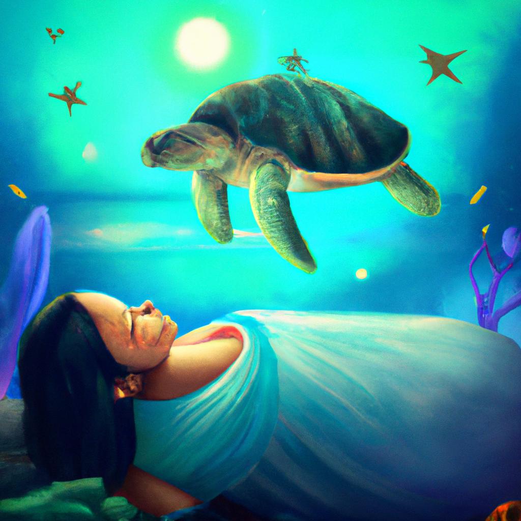 Imagem de capa do post "Descubra o Significado de Sonhar com Tartaruga Marinha!" com um desenho digital