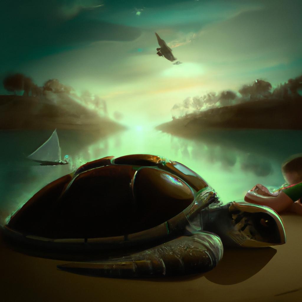 Imagem de capa do post "Descubra o que Significa Sonhar com Tartaruga Pequena!" com um desenho digital