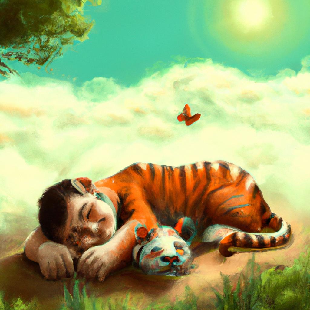 Imagem de capa do post "Descubra o que Significa Sonhar com Tigre Filhote!" com um desenho digital