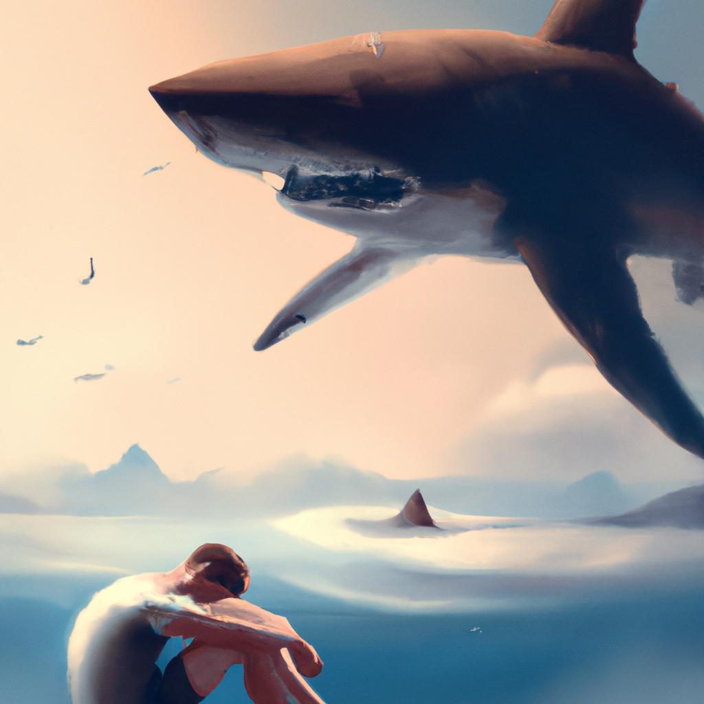 Imagem de capa do post "Descubra o Significado de Sonhar com Tubarão Cinza!" com um desenho digital