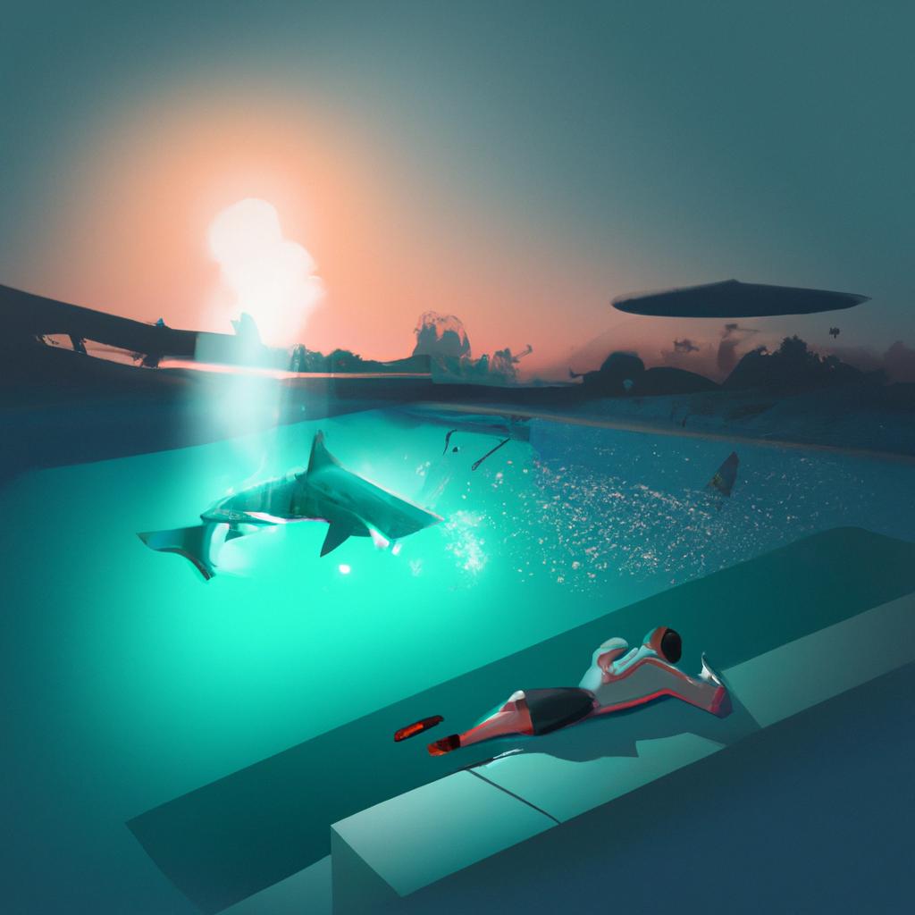 Imagem de capa do post "Sonhar com Tubarão na Piscina: Significado? Descubra Aqui!" com um desenho digital