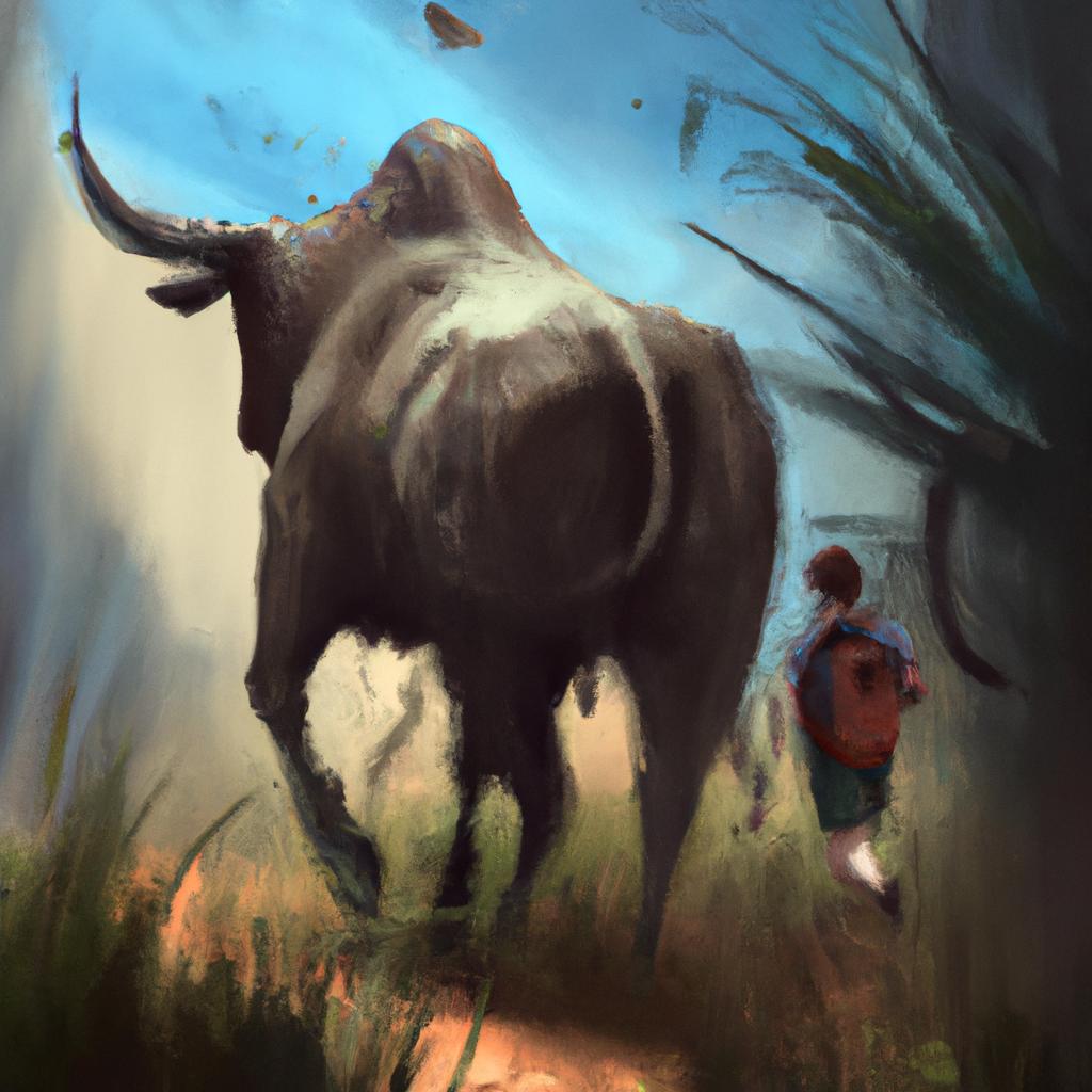 Imagem de capa do post "Significado de Sonhar com Boi Correndo Atrás de Mim: Descubra!" com um desenho digital