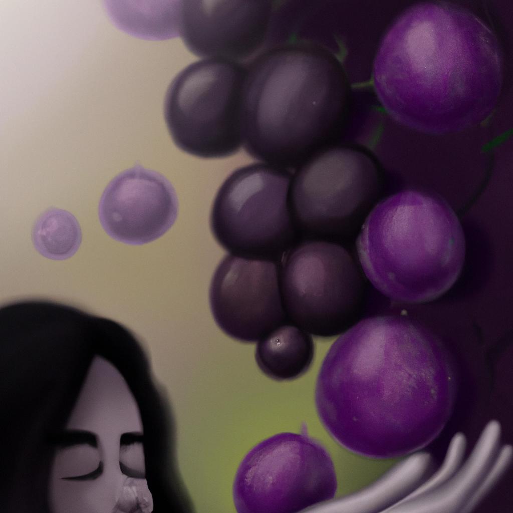 Imagem de capa do post "Descubra o Significado de Sonhar com Uvas Roxas!" com um desenho digital