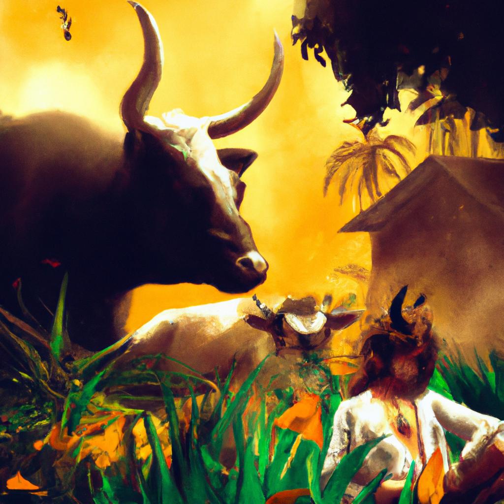 Imagem de capa do post "Descubra o que Significa Sonhar com Vaca Brava com Chifres!" com um desenho digital