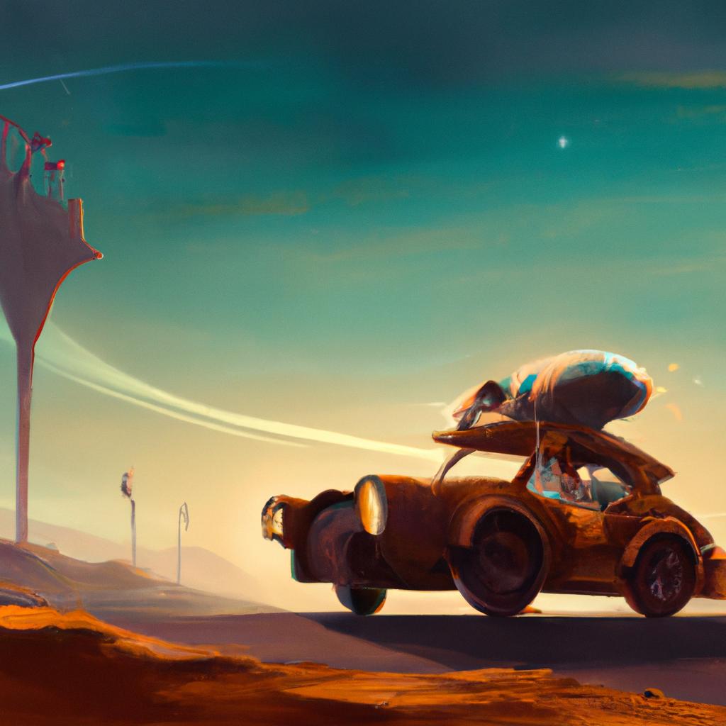 Imagem de capa do post "Descubra o Significado de Sonhar com Viagem de Carro!" com um desenho digital