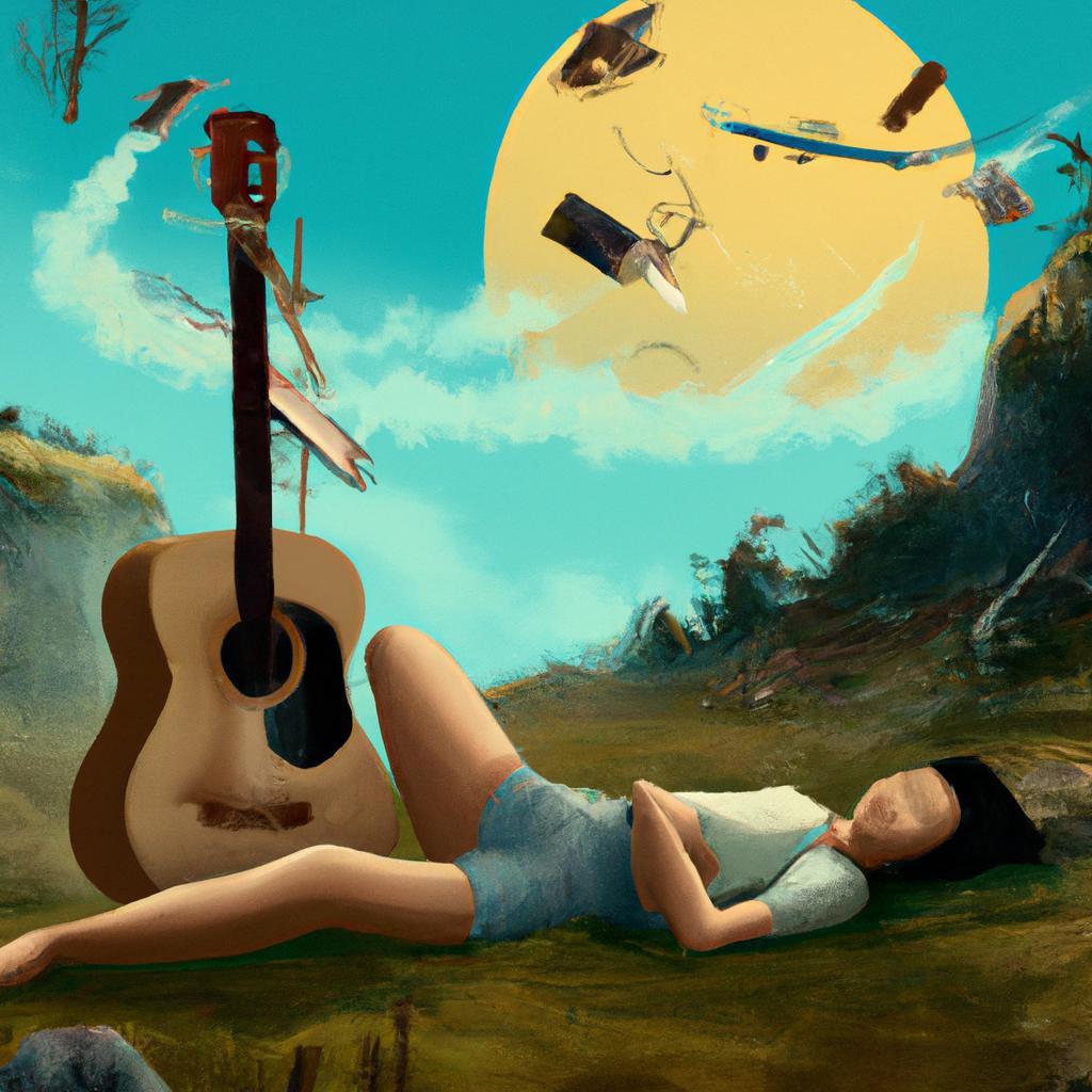 Imagem de capa do post "Sonhar com Violão Quebrado? Descubra o Significado!" com um desenho digital
