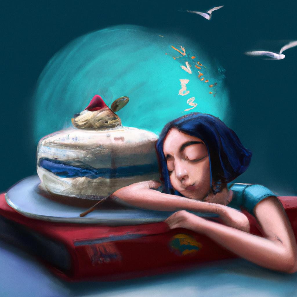 Imagem de capa do post "Descubra o Significado Oculto do Sonho de Comer Bolo!" com um desenho digital