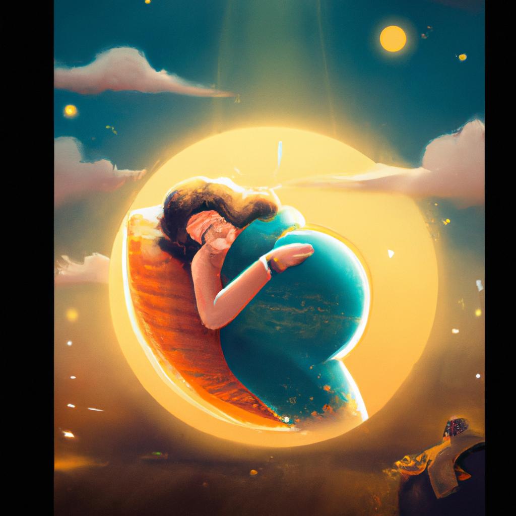 Imagem de capa do post "Descubra o Significado de Sonhar que Está Grávida com Barrigão!" com um desenho digital