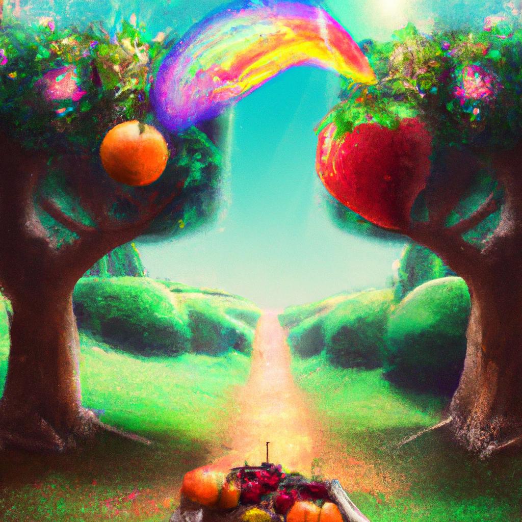 Imagem de capa do post "Sonhos com Frutas: o que Significam?" com um desenho digital