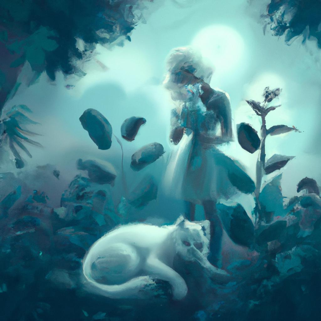 Imagem de capa do post "Descubra o Significado do Sonho com Gato Branco!" com um desenho digital