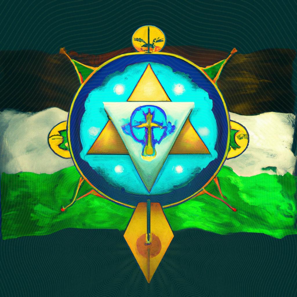 uma pintura a óleo sobre bandeira espirito santo