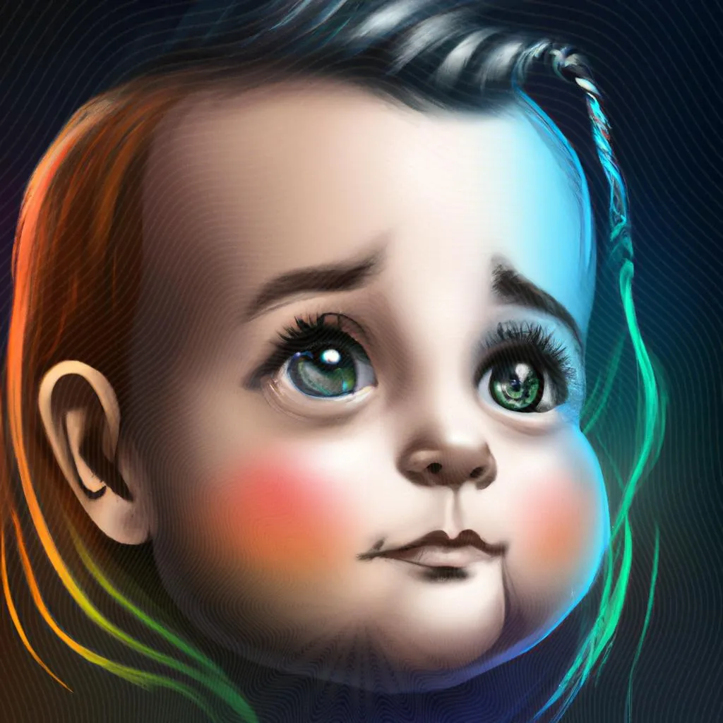 uma escultura ilustrada de bebe arco iris espiritismo