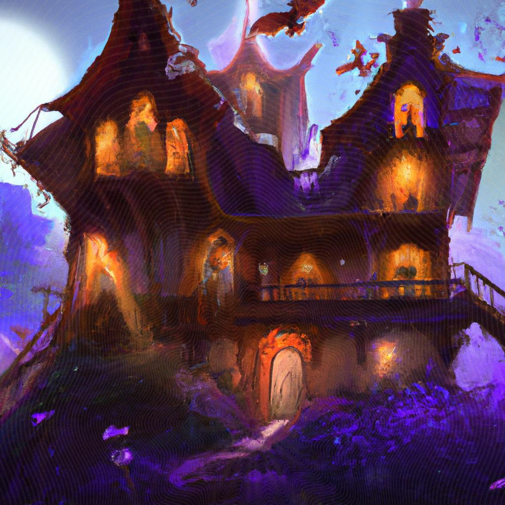 uma vista panorâmica ilustrada de casa espiritos