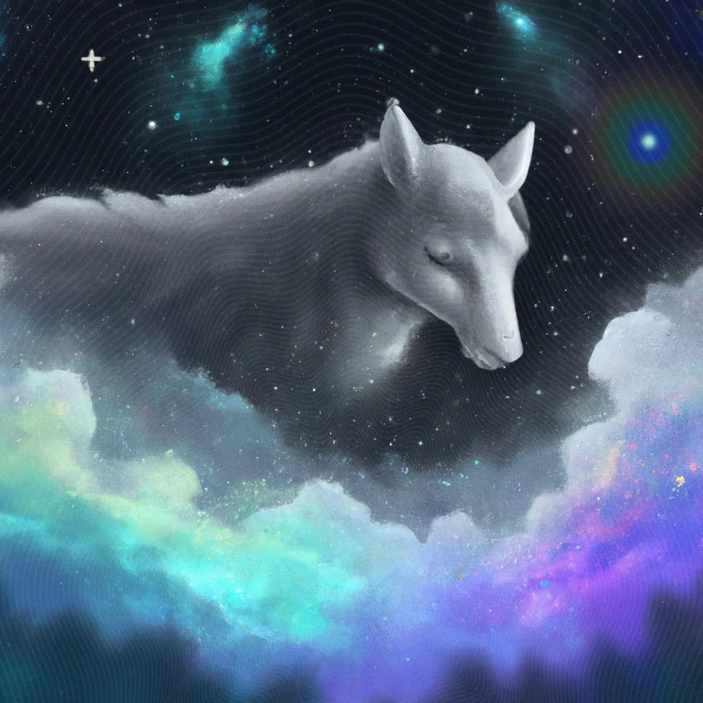 uma cena cinematográfica ilustrada de céu dos animais espiritismo