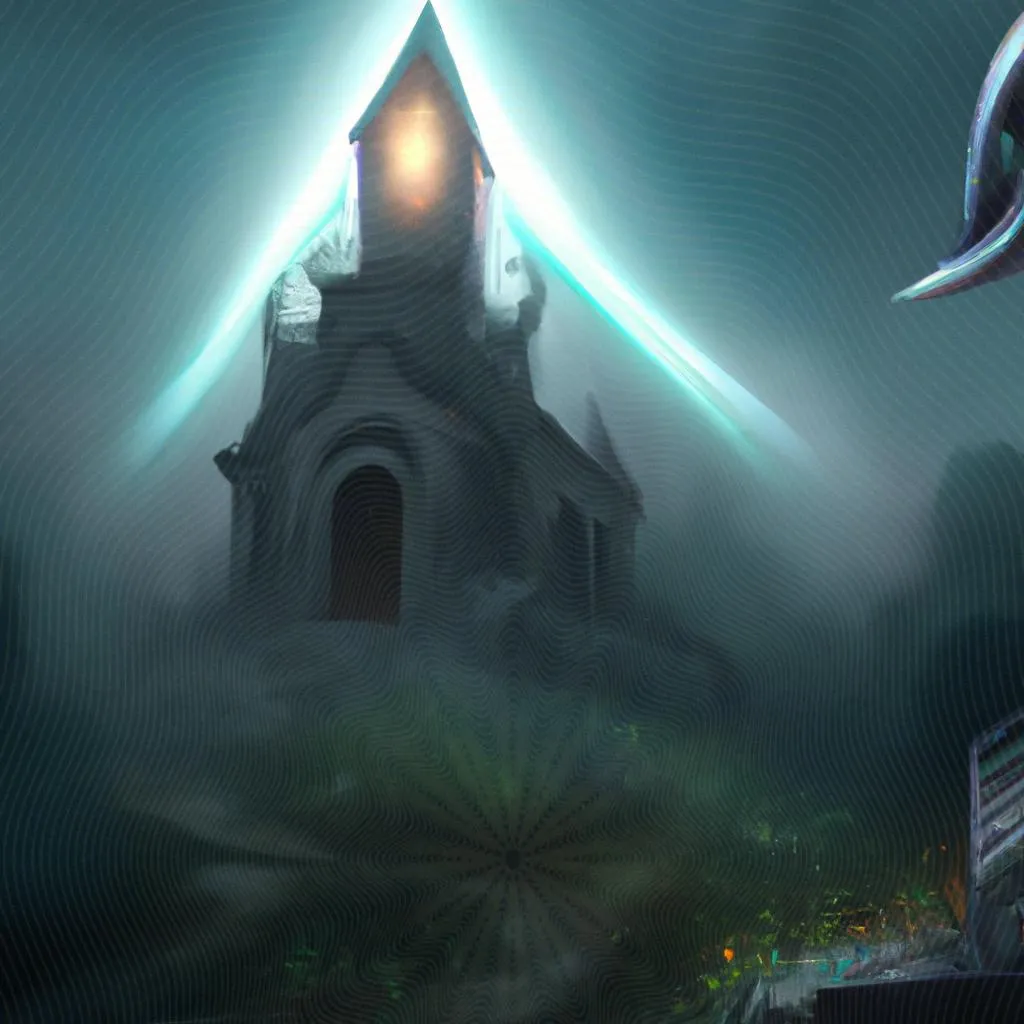 uma cena cinematográfica ilustrada de igreja divino espirito santo