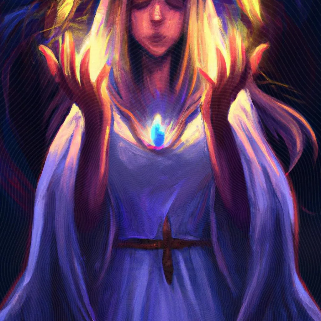 um retrato esboçado de invocando espiritos