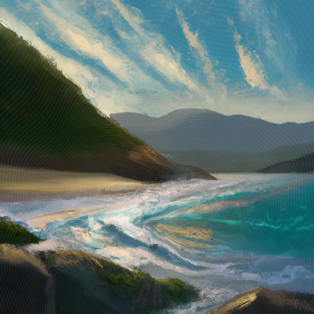 uma cena cinematográfica ilustrada de praia espirito santo
