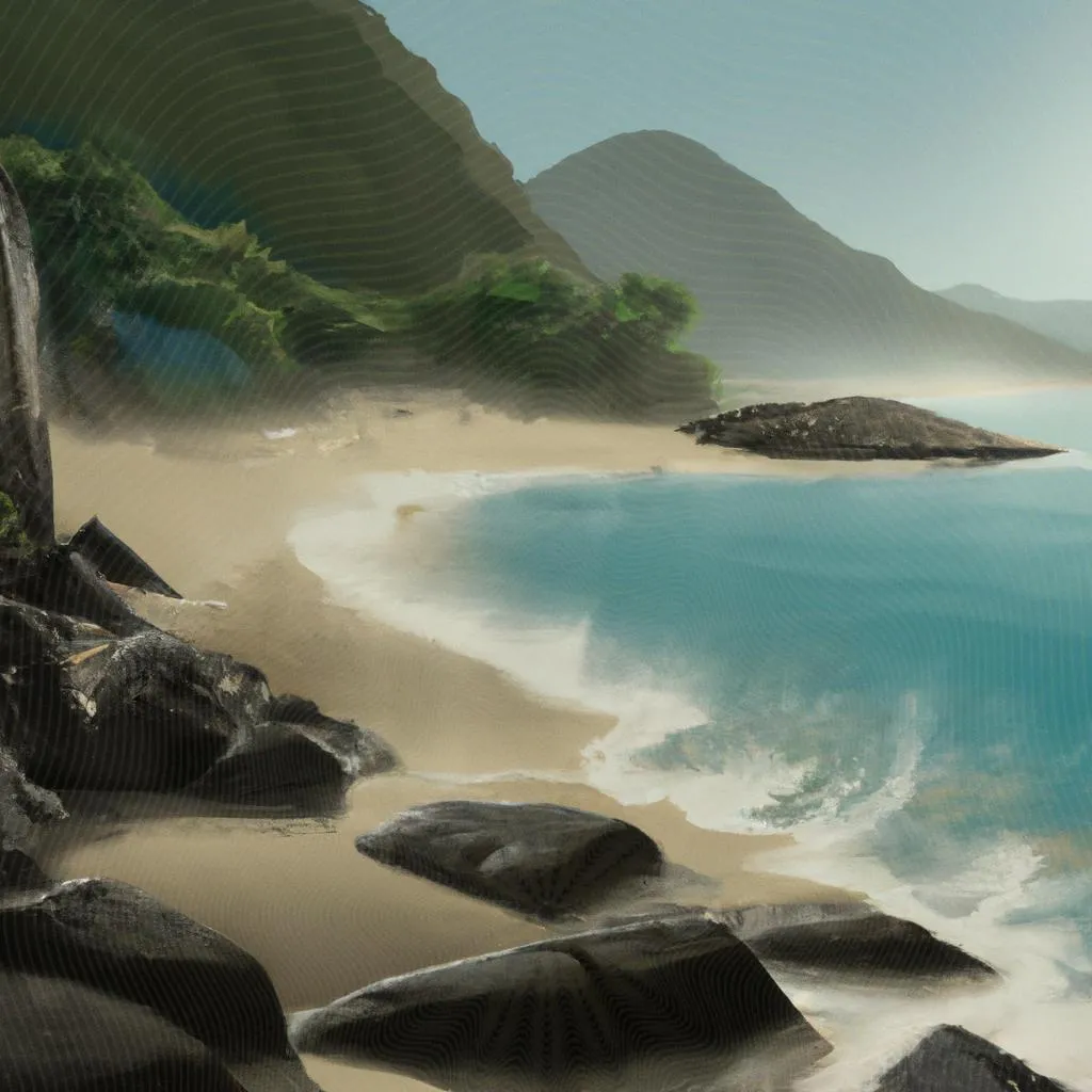 Praias do Espírito Santo: Conexão Mística com a Natureza. 4 uma figura desenhada de praias do espirito santo