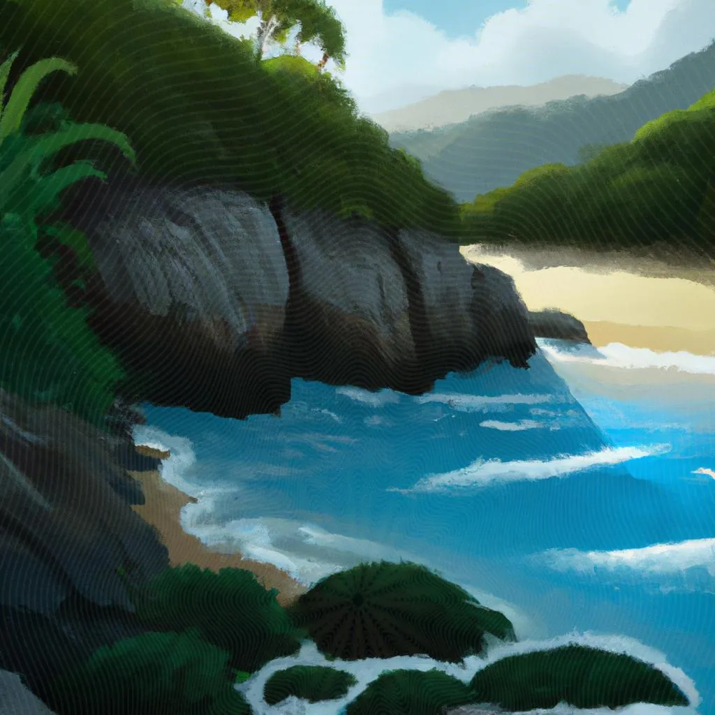 uma gravura em madeira de praias no espirito santo
