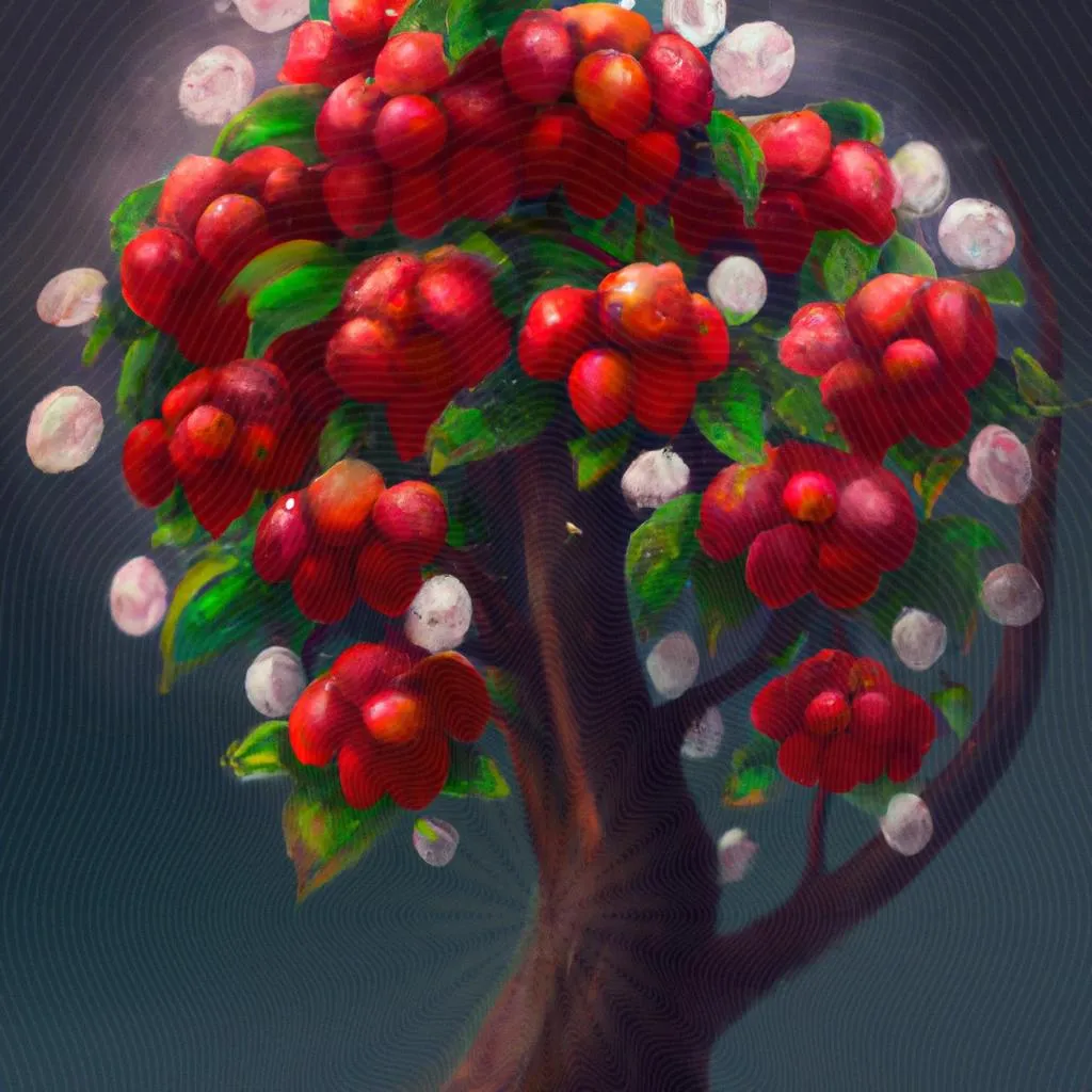 uma arte gráfica sobre arvore com frutos do espirito santo