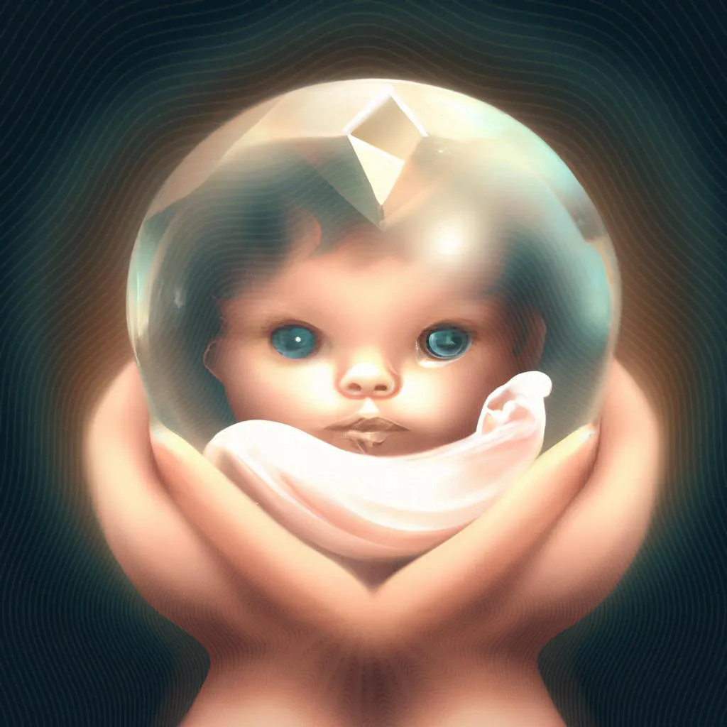 uma gravura sobre bebe cristal espiritismo