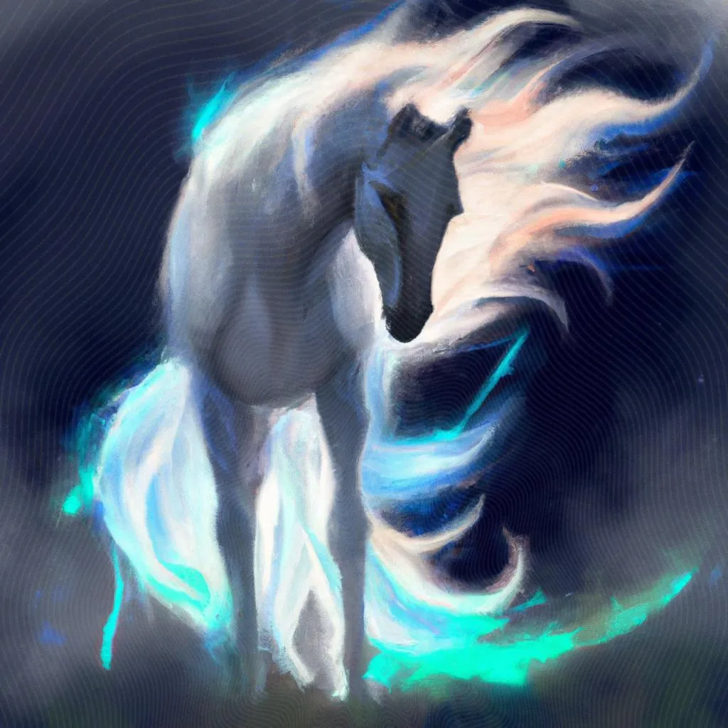 uma aquarela sobre cavalo espirite