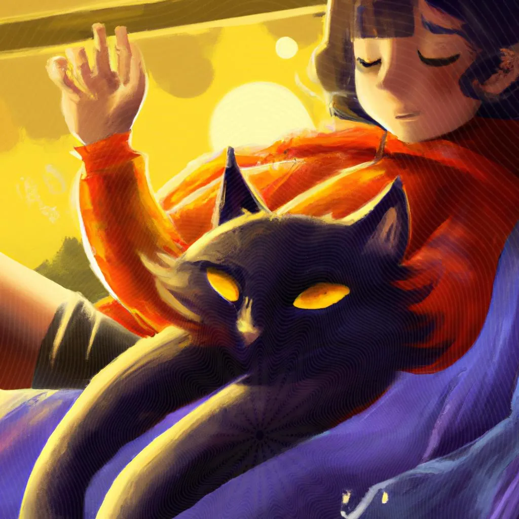Dormir com gato no espiritismo: conheça o significado 2 uma cena ilustrada de dormir com gato espiritismo