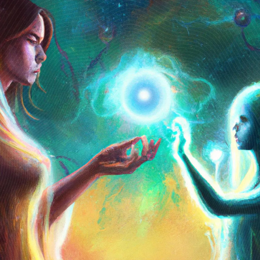 Encontro de Almas: A Profunda Conexão Espiritual 2 uma cena gráfica de encontro de almas espiritismo