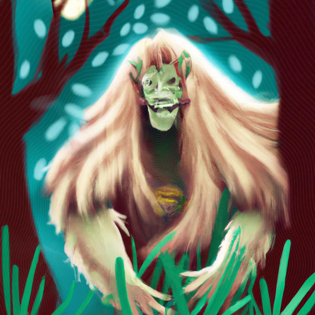 uma pintura a óleo sobre espirito da floresta mononoke