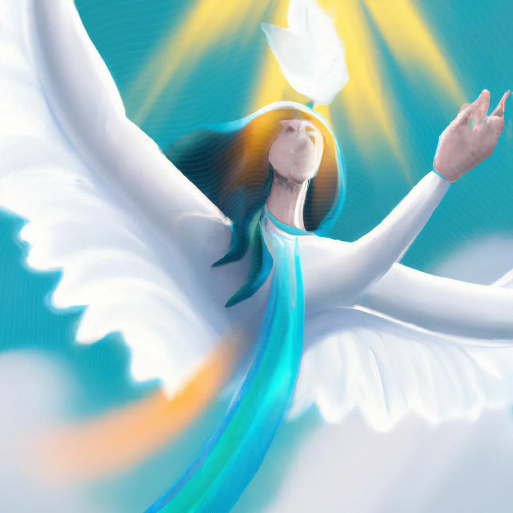 uma ilustração gráfica de espirito de deus enviai do céu um raio de luz