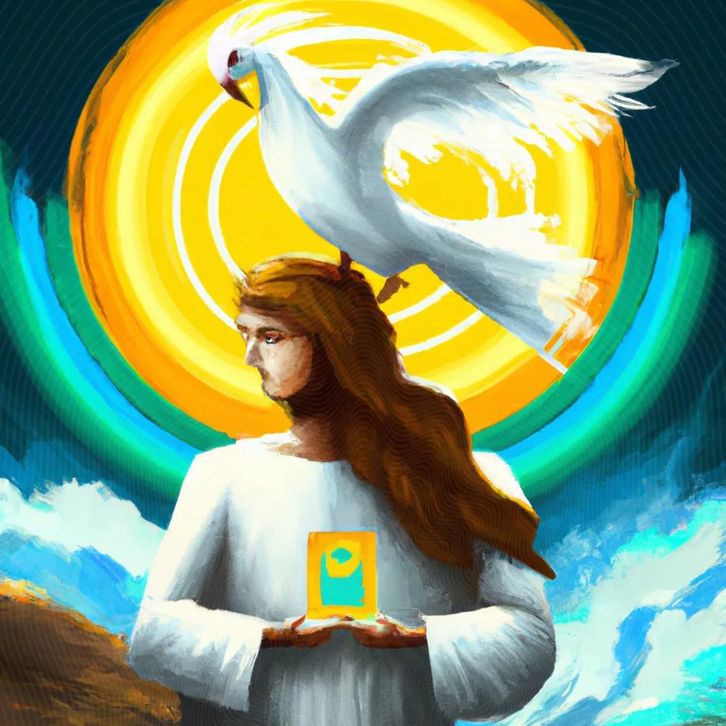 uma pintura figurativa de espirito santo em madeira