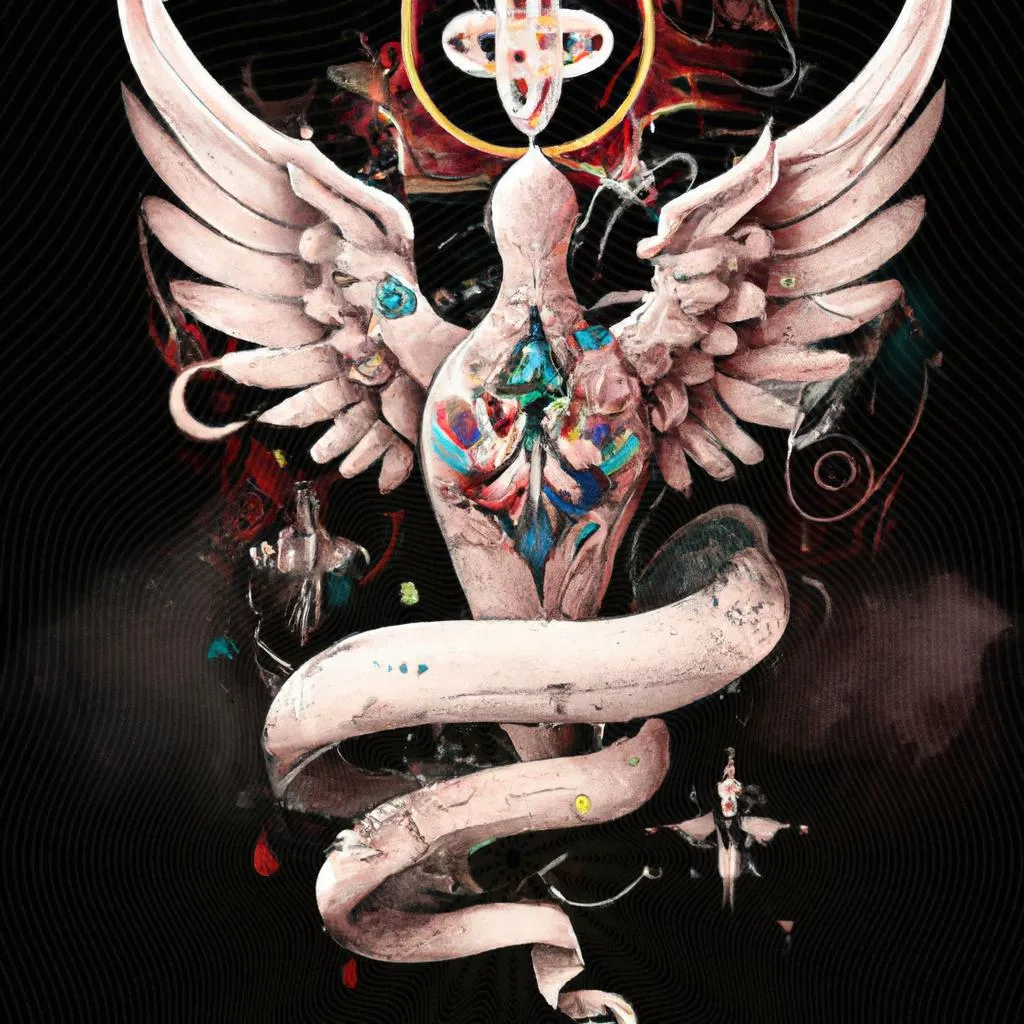 uma cena cinematográfica ilustrada de espirito santo tatuagem