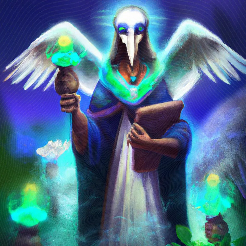 uma imagem estampada de espiritos ministradores