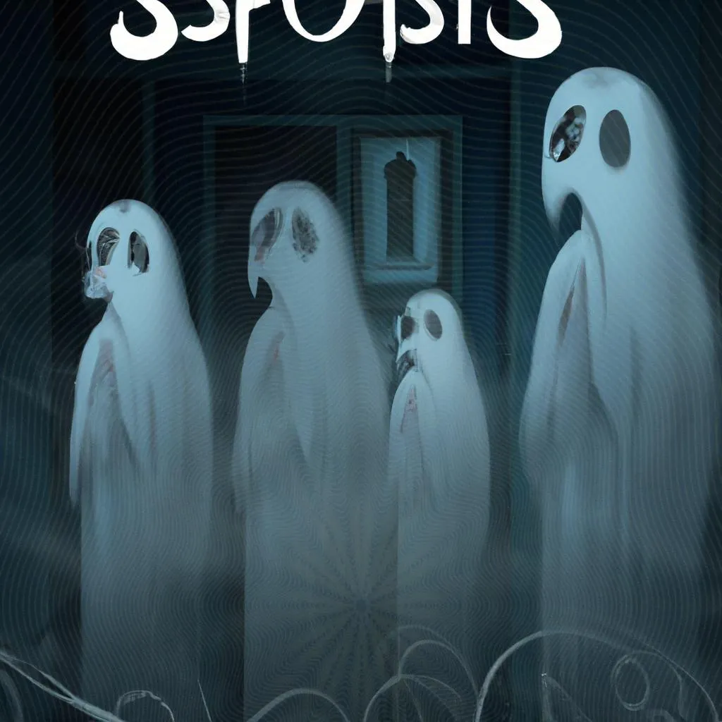 uma gravura em madeira de filmes de terror de espiritos