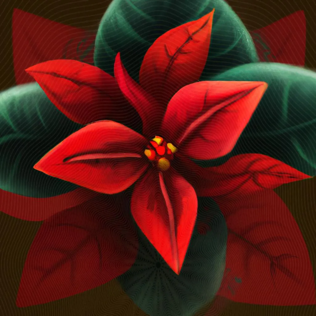 uma cena cinematográfica ilustrada de flor do espirito santo vermelha