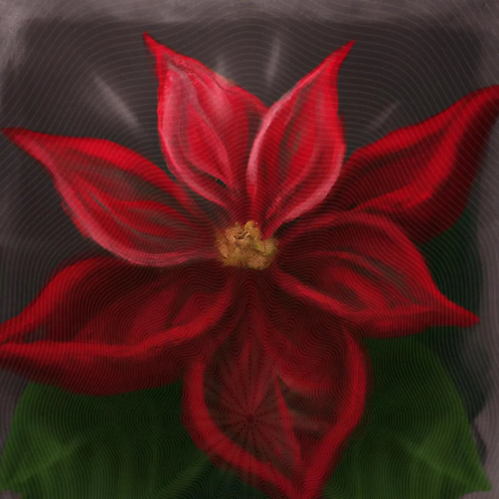 uma pintura figurativa de flor do espirito santo vermelha