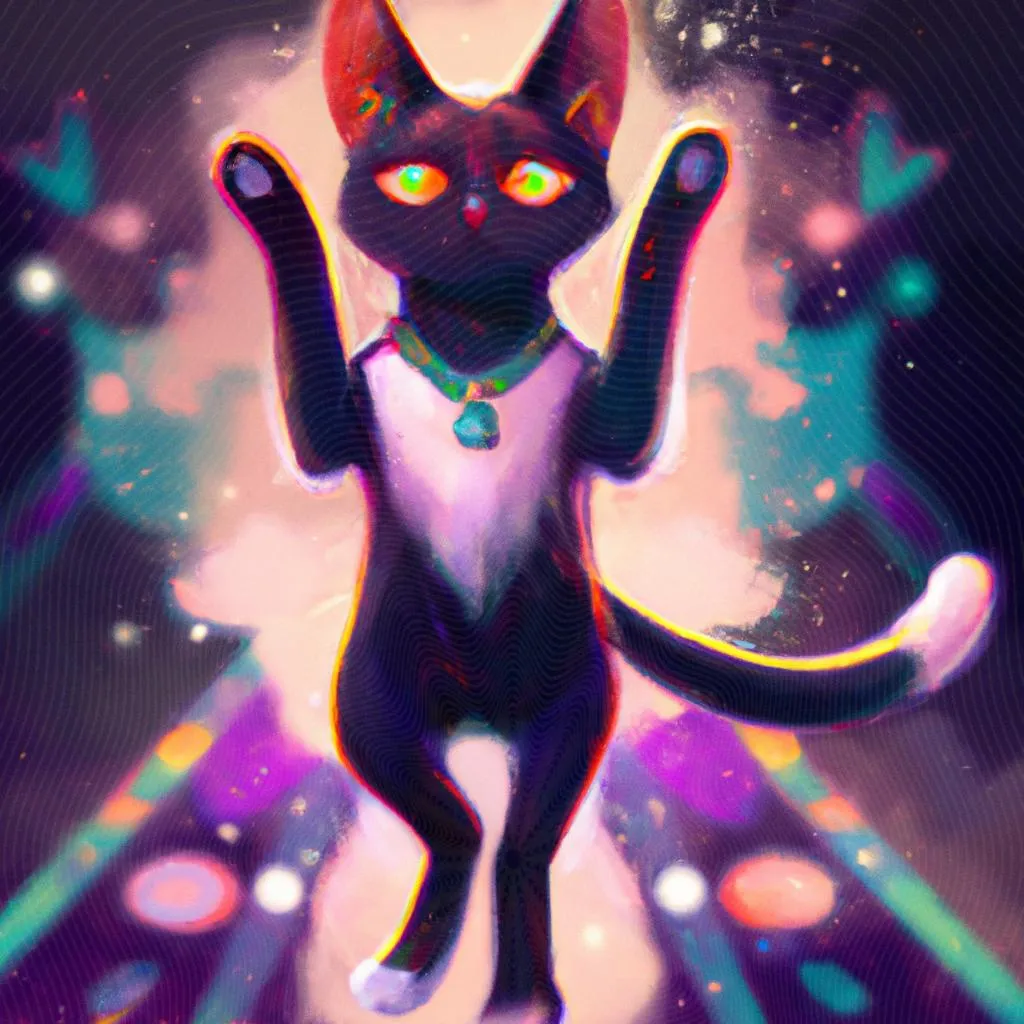 uma composição expressionista de gato agitado espiritismo