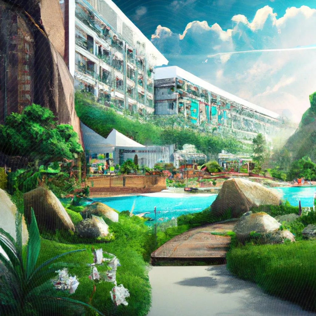 uma ilustração realista de hotel jardins espirito santo