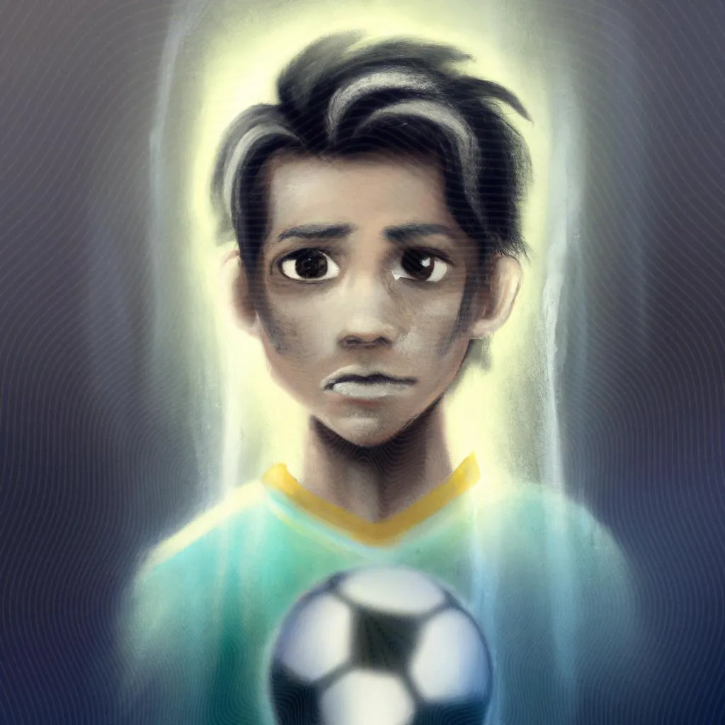 uma pintura figurativa de neymar orfanato espirita
