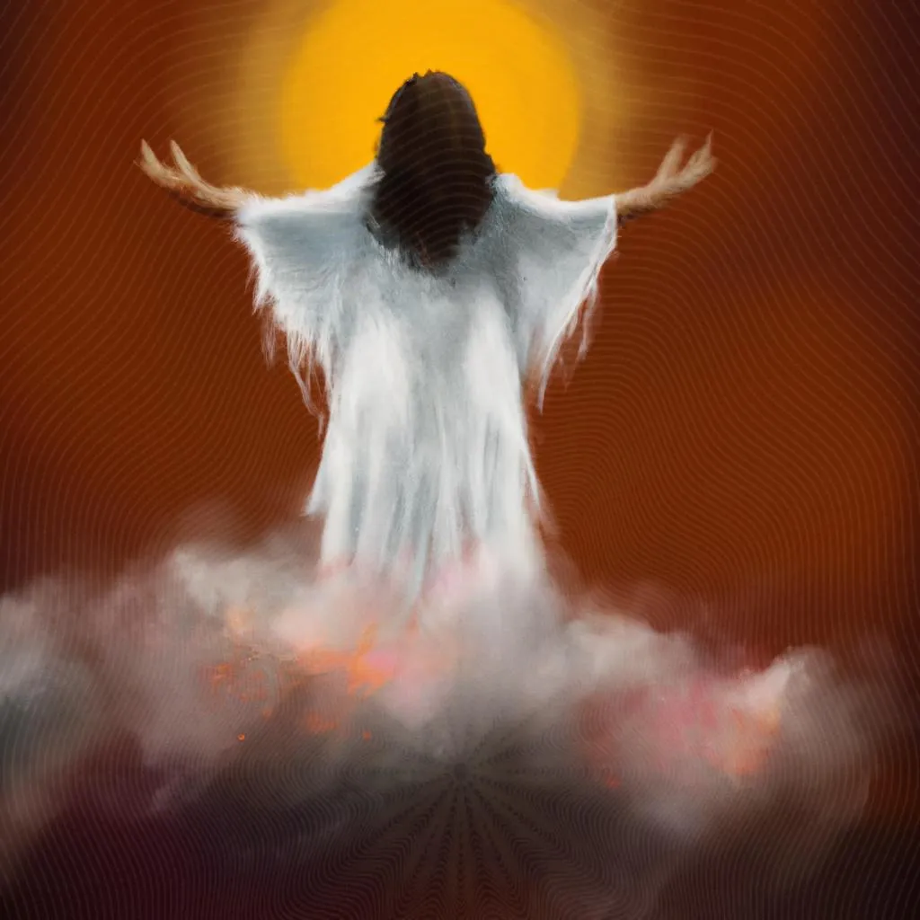 uma gravura em madeira de o espirito de deus repousa sobre mim