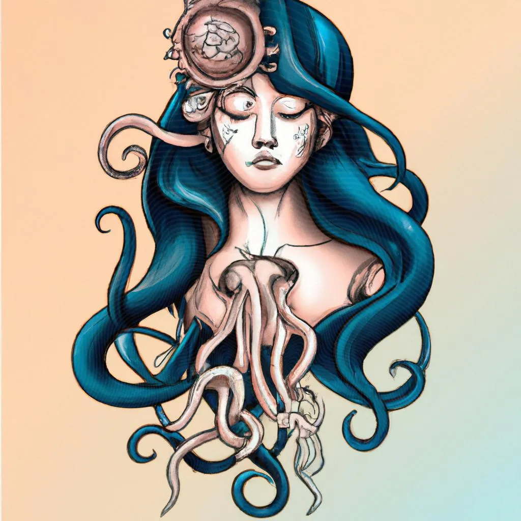 um contorno artístico de o significado da tatuagem de medusa