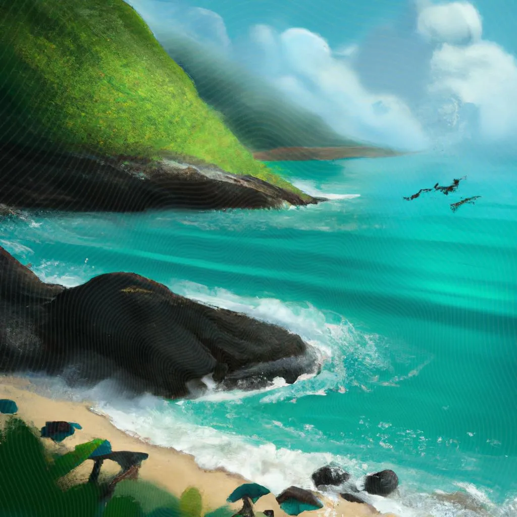 Desvendando os Mistérios das Praias Mais Belas do Espírito Santo 2 uma ilustração em preto e branco de praias mais bonitas do espirito santo