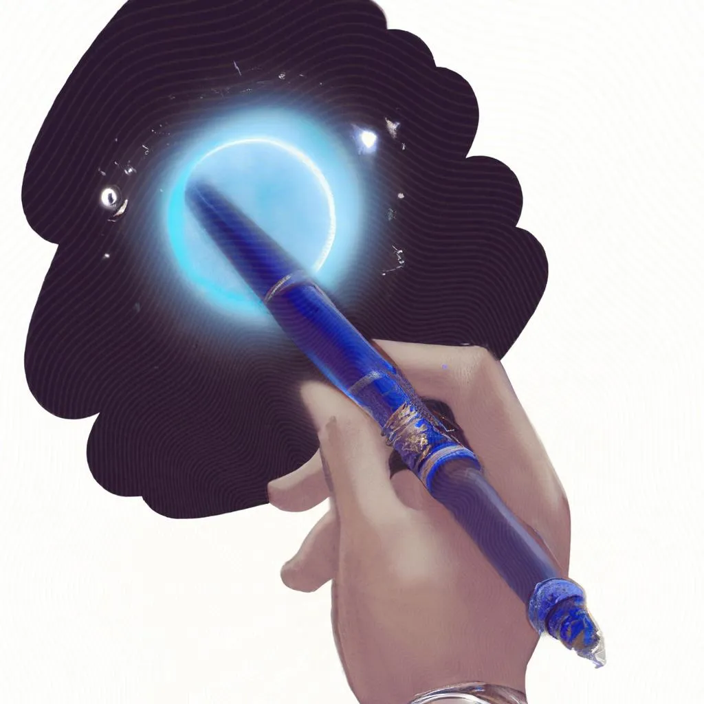 um desenho sobre qual o significado de caneta azul