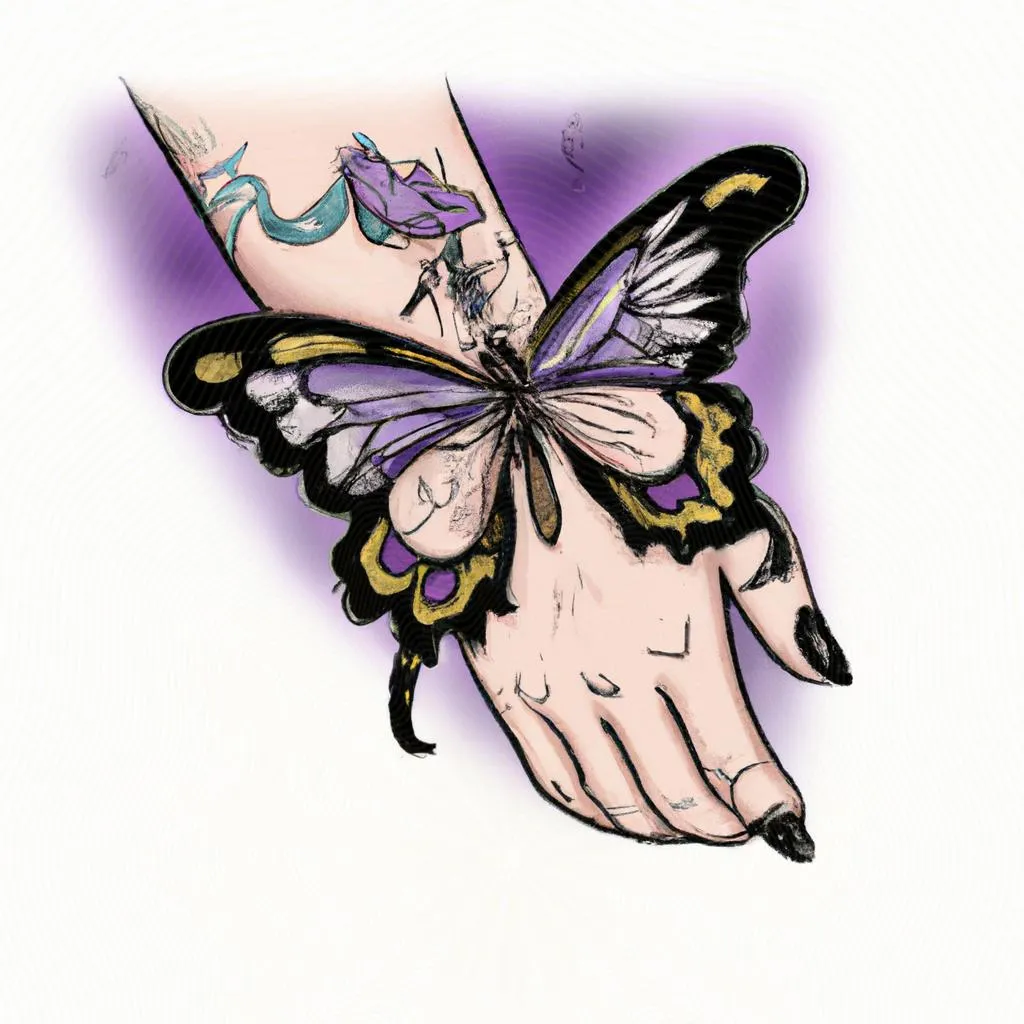 uma paisagem ilustrada de qual significado de tatuagem de borboleta
