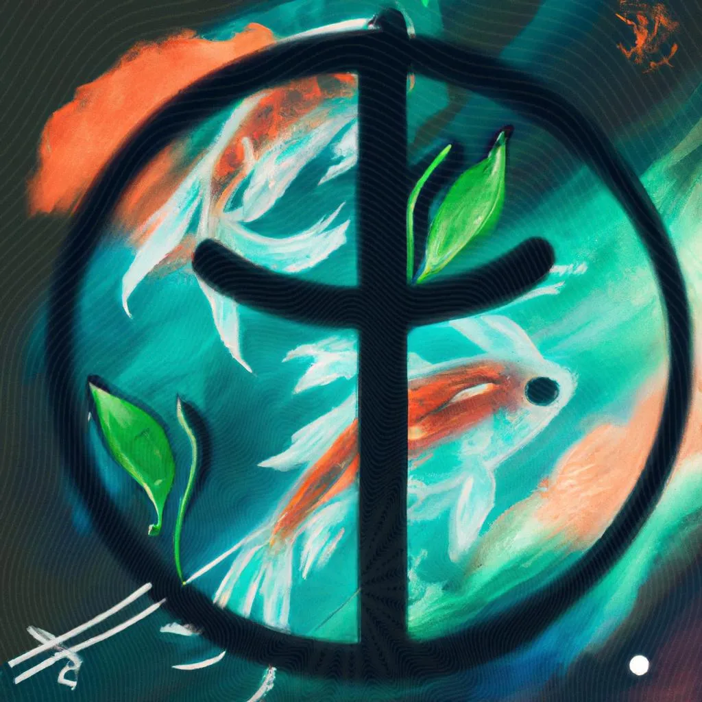 uma ilustração em preto e branco de qual significado do signo peixes