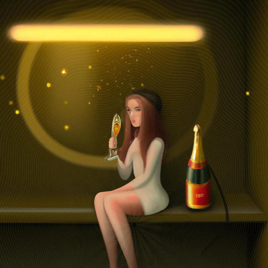 uma composição gráfica de quando a champanhe estoura sozinha significado