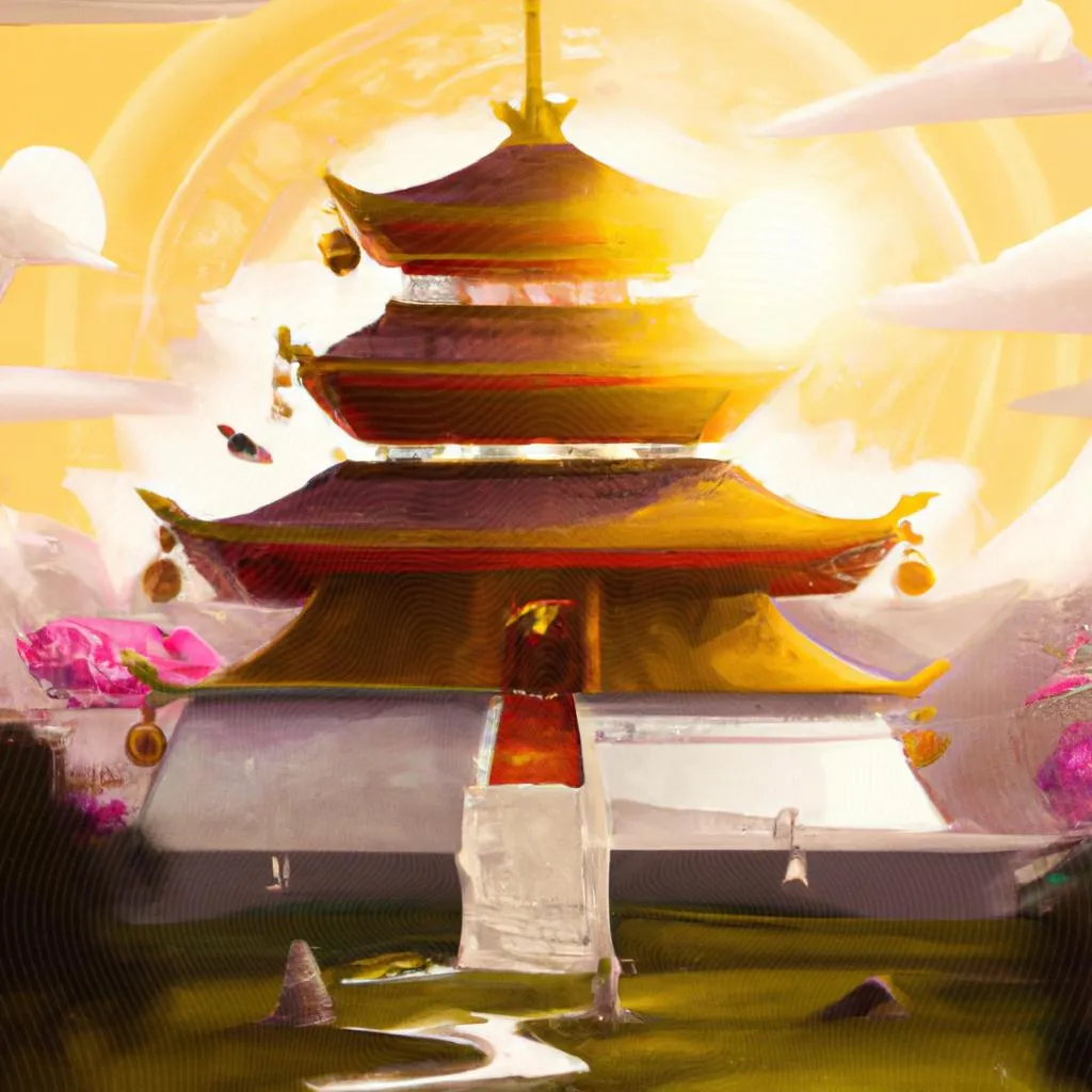 uma imagem digital de templo budista espirito santo