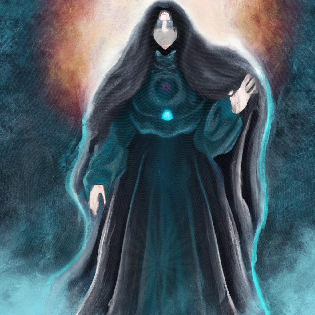 um gráfico ilustrado de ver espirito vestido de preto